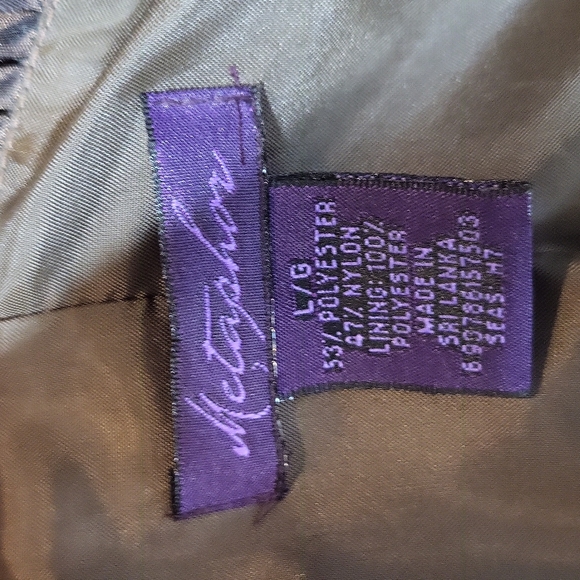 VINTAGE METAPHOR Brown Poly/Nylon Acetate Wrap V-neck Ruffle Blouse - Picture 3 of 16